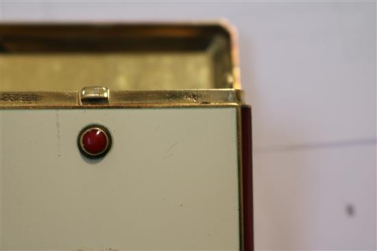 An Art Deco jewelled enamel case, Gorham, dated March 26, 1924, height 3in.